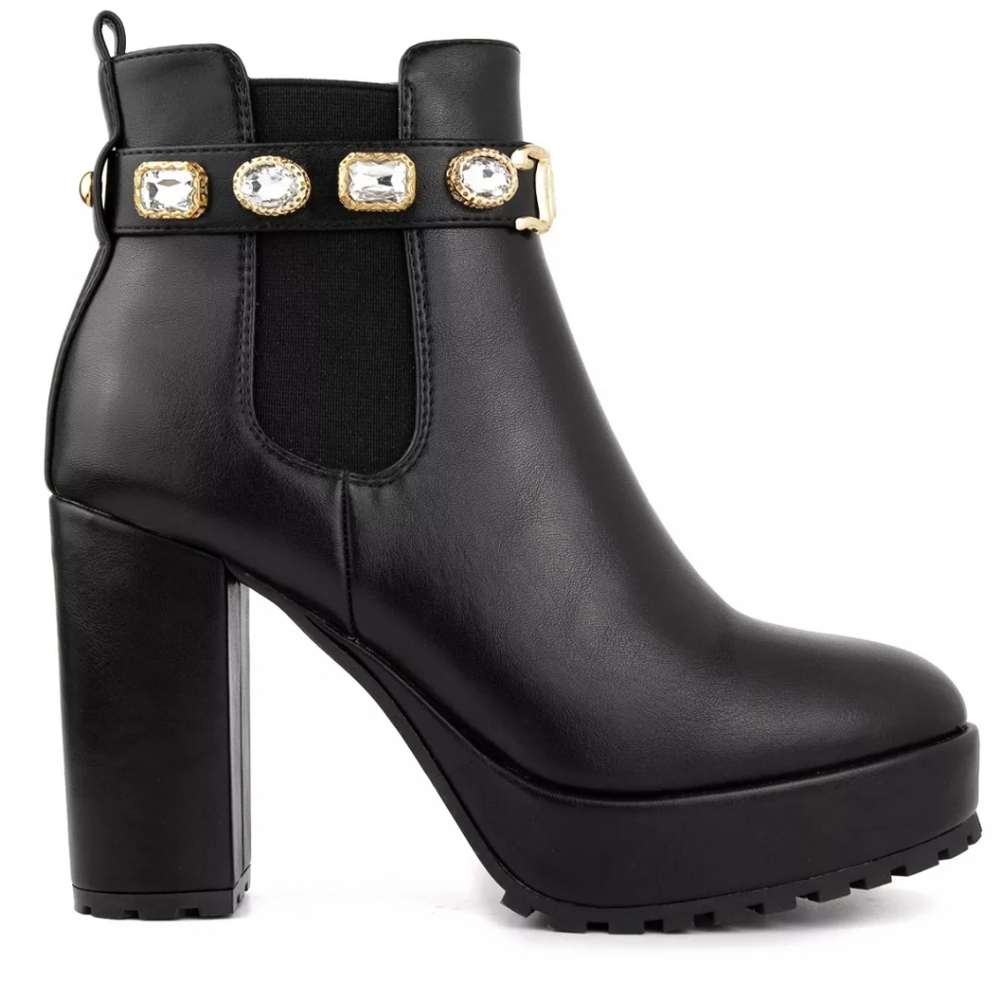 Juicy Couture Leather Zip Python Ankle Boots Chun… - image 1